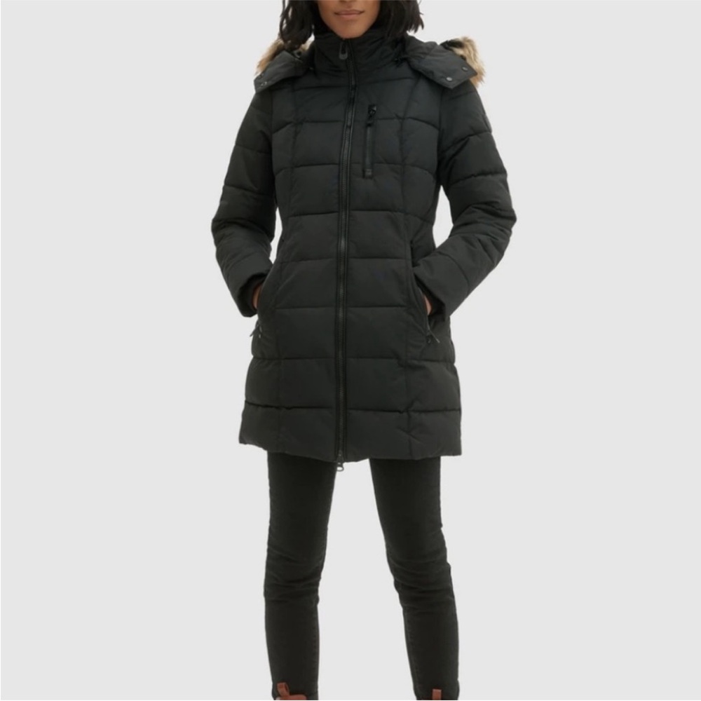 NOIZE | black warm parka w faux fur detachable hood - Picture 2 of 10